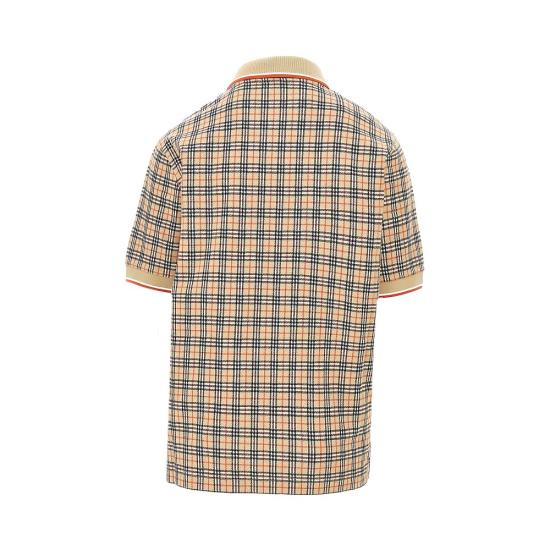 26FW 버버리 체크 코튼 블렌드 폴로 셔츠 8119561F Beige - BURBERRY
