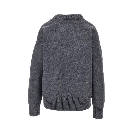 26FW 아미 빅 하트 울 크루넥 스웨터 UKS838018 Grey - AMI