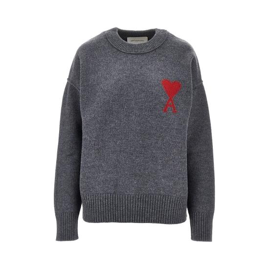 26FW 아미 빅 하트 울 크루넥 스웨터 UKS838018 Grey