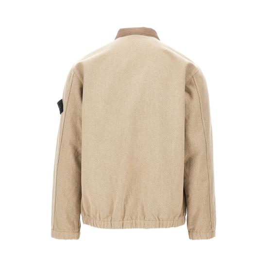 26FW 스톤 아일랜드 플라넬 오버셔츠 울 나일론 자켓 L2S151200033S0451 Beige - STONE ISLAND