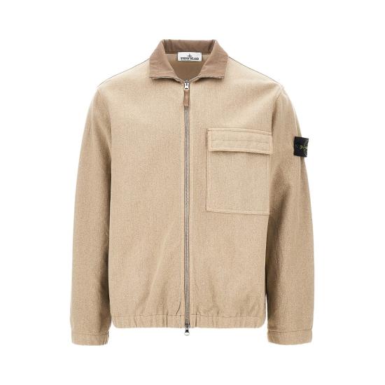 26FW 스톤 아일랜드 플라넬 오버셔츠 울 나일론 자켓 L2S151200033S0451 Beige