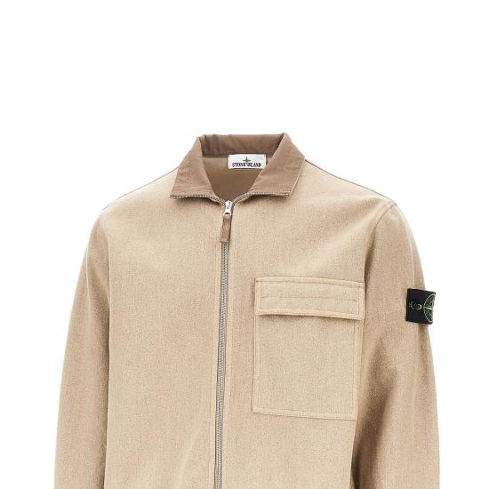 26FW 스톤 아일랜드 플라넬 오버셔츠 울 나일론 자켓 L2S151200033S0451 Beige - STONE ISLAND