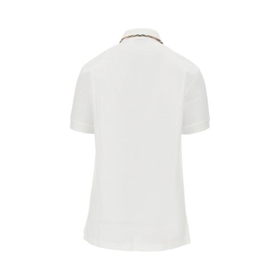 26FW 버버리 체크 트리밍 코튼 폴로셔츠 8126955 White - BURBERRY