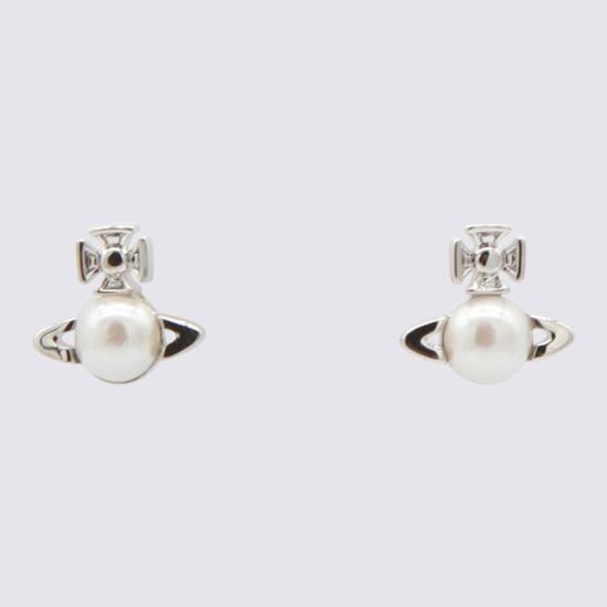 26FW 비비안웨스트우드 발비나 플래티넘 실버 귀걸이 62010268 02P118P118 PLATINUM CREAM PEARL CRYSTAL - VIVIENNE WESTWOOD
