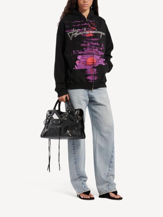 26FW 발렌시아가 후드 티셔츠 A0017W TUVR61000 BLACK - BALENCIAGA