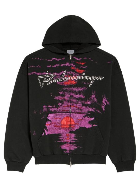 26FW 발렌시아가 후드 티셔츠 A0017W TUVR61000 BLACK