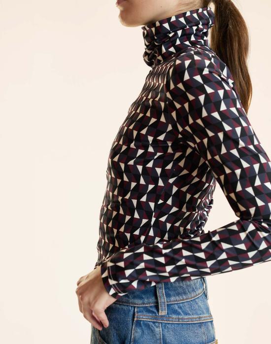  신시아 로리 터틀넥 신시아 로울리 더 퍼펙트 레이어  탑 지오멀 - CYNTHIA ROWLEY