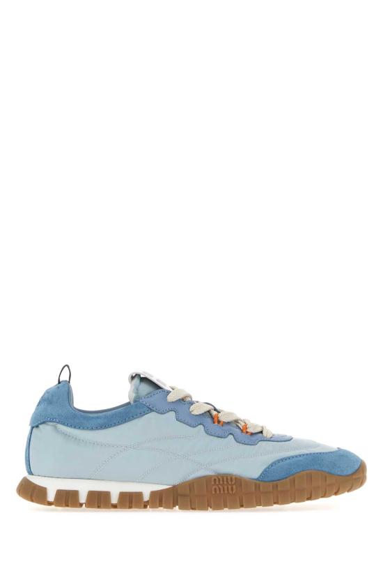 26FW 미우미우 타이어 테크니컬 스웨이드 스니커즈 5E417EF005LYW F02GM Light Blue