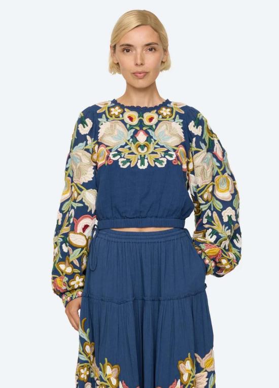  씨뉴욕 블라우스 Sea Ny Wilhelmina 긴팔 상의 블루