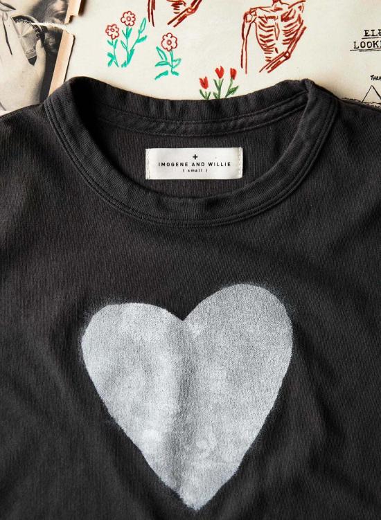  Imogene + Willie 반팔 티셔츠 이모진 + 윌리 "하트" 티셔츠 - OTHER BRANDS