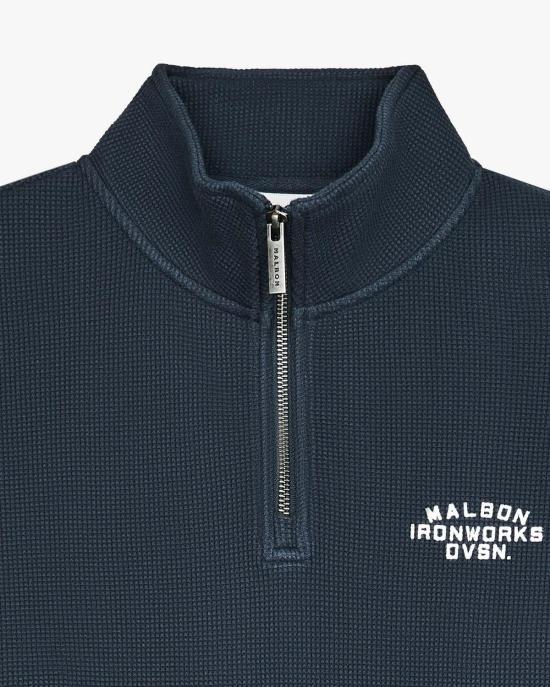  말본 터틀넥 골프 플라이어 아이언웍스 미드 레이어 블루베리 - MALBON