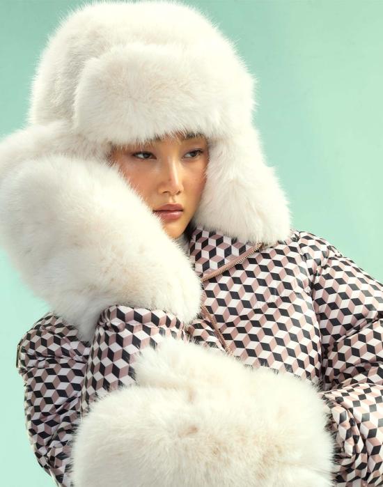  신시아 로리 장갑 신시아 로울리 인조 모피 오버사이즈 미튼 아이보리 - CYNTHIA ROWLEY