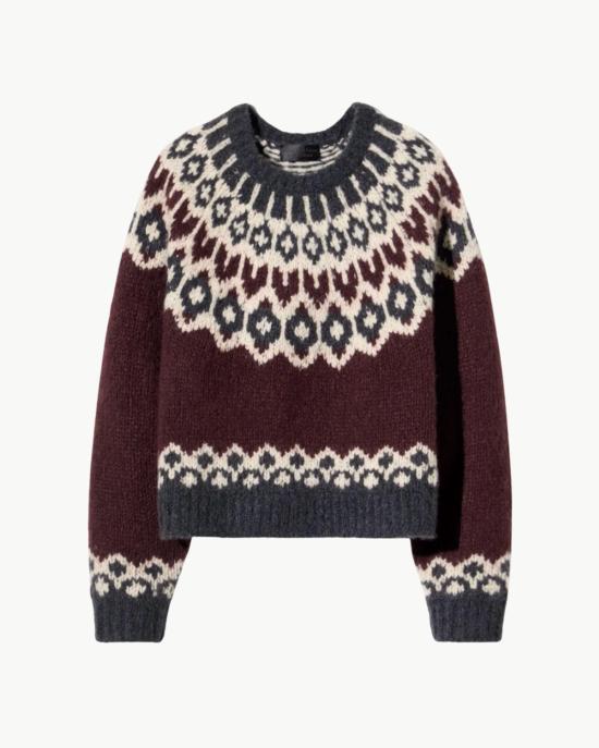  닐리로탄 스웨터 Nili Lotan Isaline Fair Isle  버건디 Fairisle