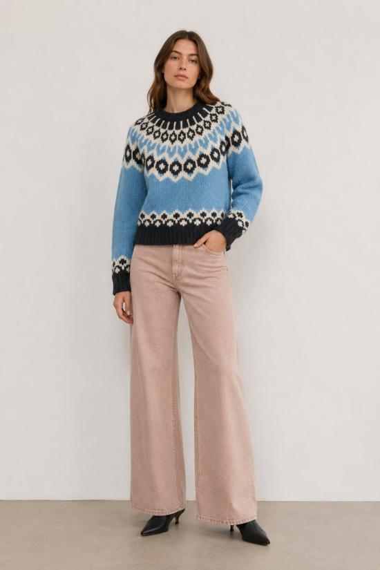  닐리로탄 스웨터 Nili Lotan Isaline Fair Isle  Iceberg Blue - NILI LOTAN
