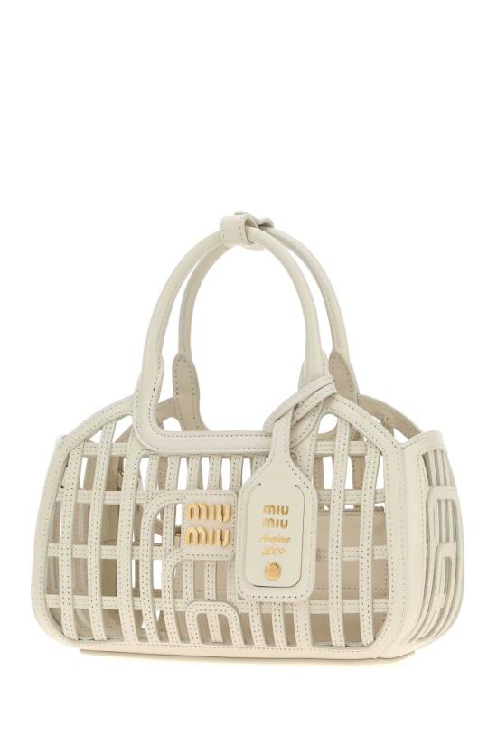 26FW 미우미우 레더 핸드백 5BA2942IBE F0K74 White - MIU MIU