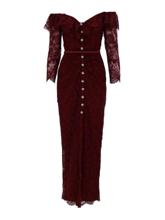 26SS 셀프 포트레이트 롱 원피스 RS26188XBUBURGUNDY Dark Red