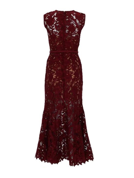 26SS 셀프 포트레이트 롱 원피스 RS26167MABUBURGUNDY Dark Red - SELF PORTRAIT