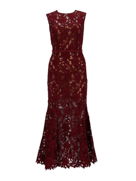 26SS 셀프 포트레이트 롱 원피스 RS26167MABUBURGUNDY Dark Red