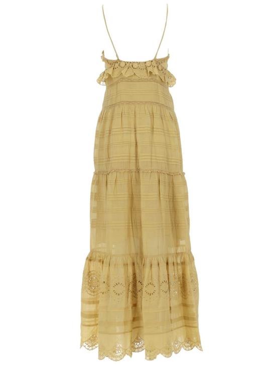 26SS 이자벨마랑에뚜왈 폴 롱 코튼 앤 플로럴 레이스 드레스 RO0951FAD1J05E10LC Yellow - ISABEL MARANT ETOILE