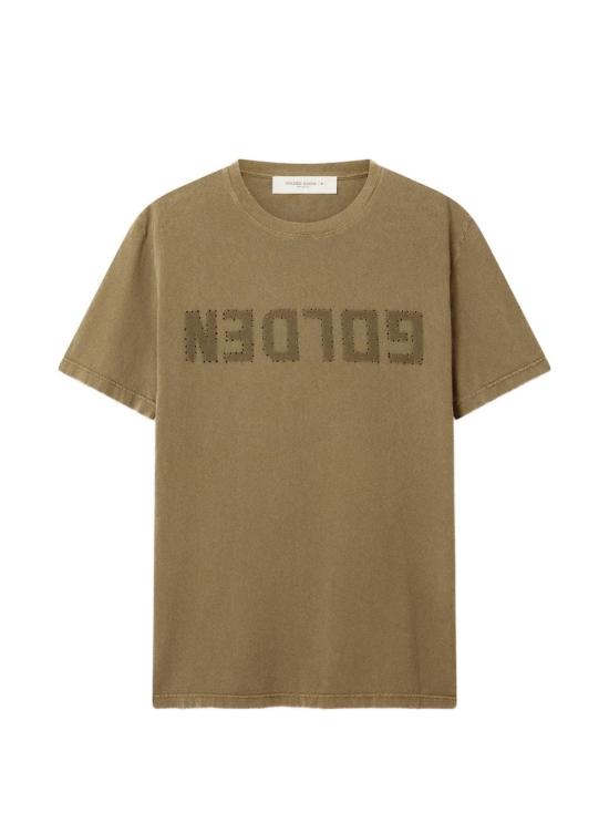 26FW 골든구스 퍼포레이티드 하트 앤트러사이트 코튼 저지 티셔츠 GMP01220 P00067135479 VERDE
