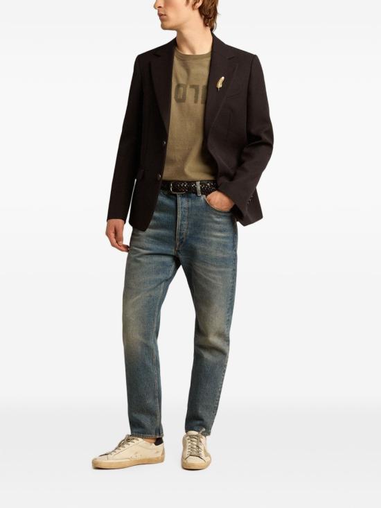 26FW 골든구스 퍼포레이티드 하트 앤트러사이트 코튼 저지 티셔츠 GMP01220 P00067135479 VERDE - GOLDEN GOOSE