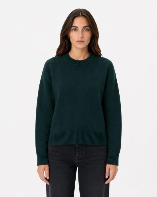  아미 ADC 자수 크루넥 스웨터 FKS826001 A258 BOTTLE Green black - AMI