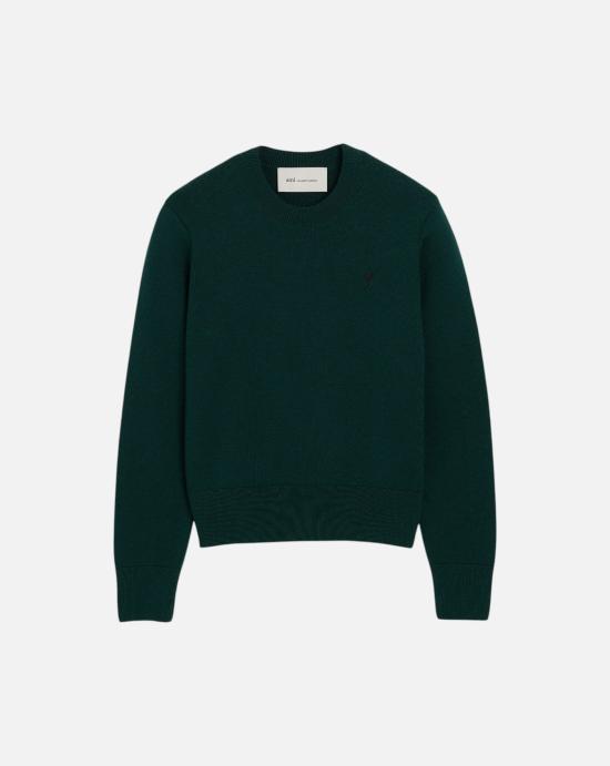  아미 ADC 자수 크루넥 스웨터 FKS826001 A258 BOTTLE Green black