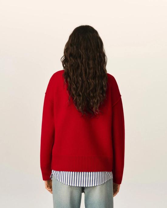  아미 ADC 크루넥 가디건 UKC368018 A252 RUBY RED BLACK - AMI