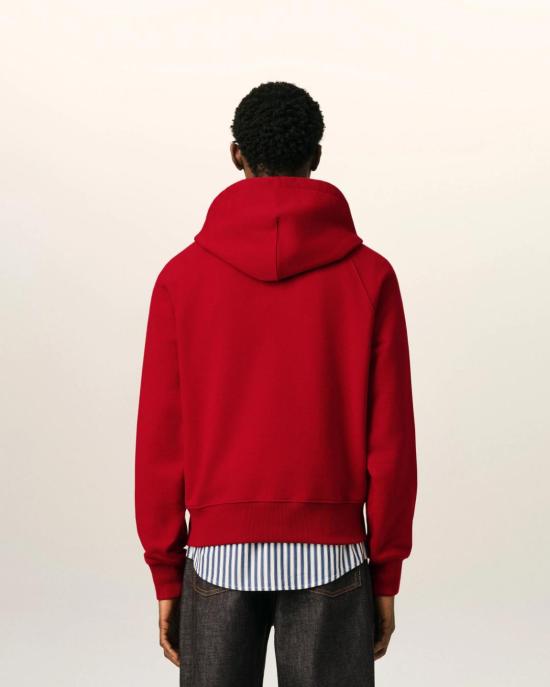  아미 후드 티셔츠 USW803 JE0273 A202 RUBY RED IVORY - AMI