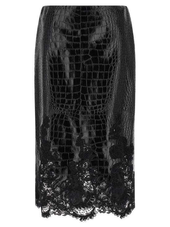 26FW 에르마노 설비노 미디 스커트 D492O766APKIJ95708 Black