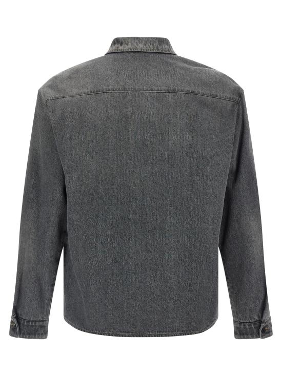 26FW 프라다 에나멜 삼각 로고 워싱 데님 긴팔 셔츠 GEC125SOOO6288F0557 Gray - PRADA