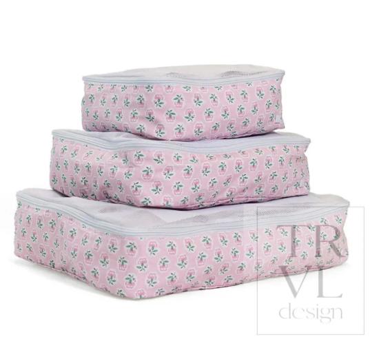  TRVL Designs 캐리어 Trvl Designs Luxe Packing Squad Packing Cube Set Petite Fleur Pink