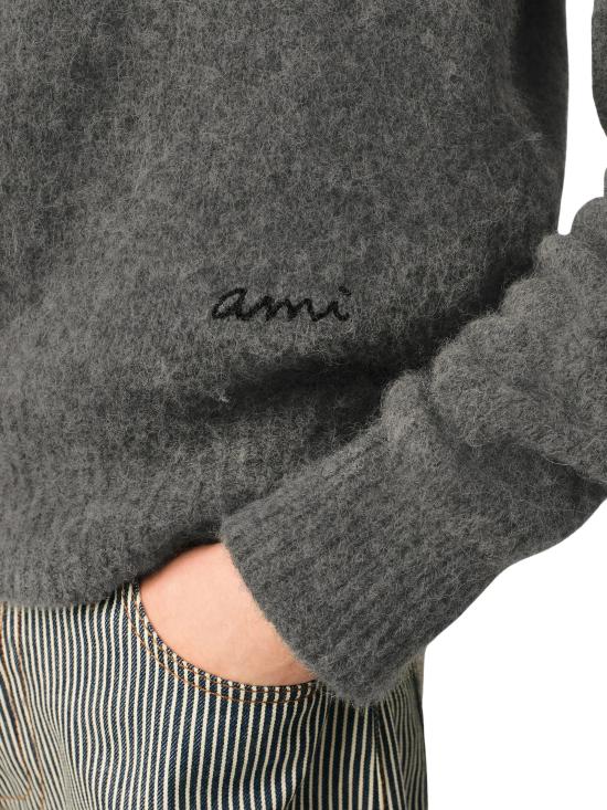 26FW 아미 알파카 아미 롱 슬리브 폴로 스웨터 HPL405 KN0021 A189 GREY - AMI