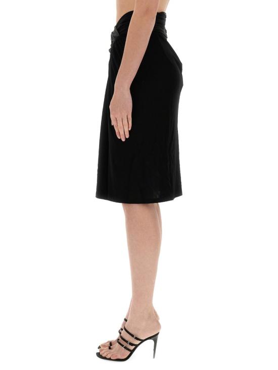  생로랑 드레이프 펜슬 스커트 776439 Y7F981000 BLACK - SAINT LAURENT