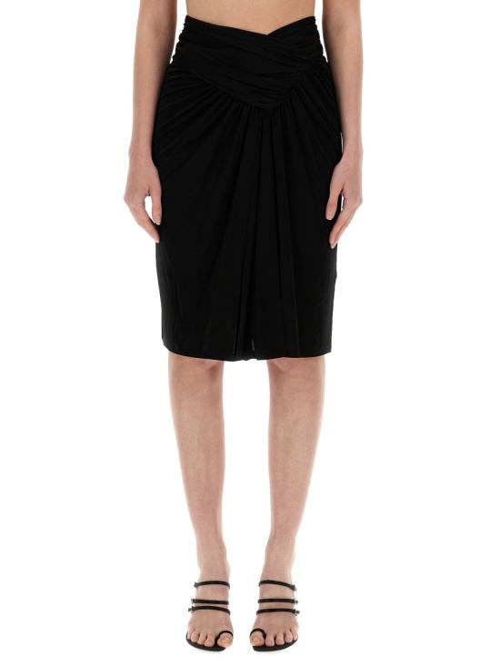  생로랑 드레이프 펜슬 스커트 776439 Y7F981000 BLACK - SAINT LAURENT