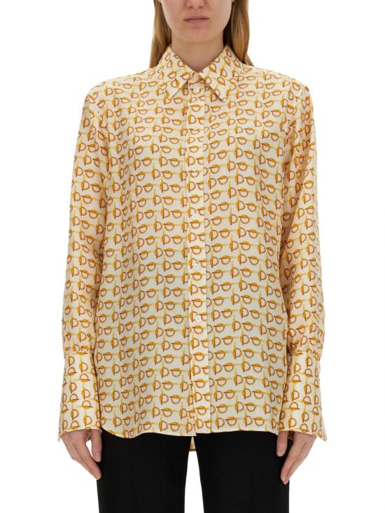  버버리 B 실크 셔츠 8090731 B9555 BEIGE - BURBERRY