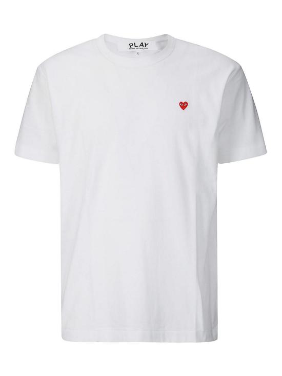 26FW 꼼데가르송 스몰 레드하트 와펜 반팔티셔츠 AXT3040512 WHITE