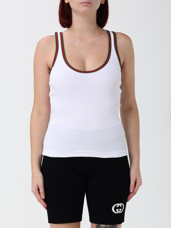 26SS 구찌 웹 코튼 탱크 탑 815851XJG5O 9692 White