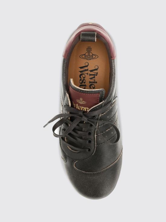 26FW 비비안웨스트우드 Plimsoll 드렁큰 ORB 자수 레더 스니커즈 75020066WL00FC P410 Black - VIVIENNE WESTWOOD