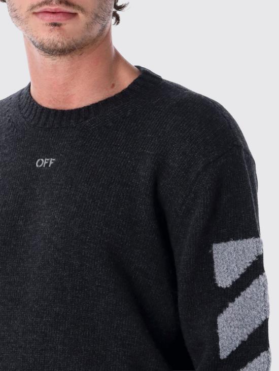 26FW 오프화이트 스웨터 OMHE087F26KNI002 010 Charcoal - OFF WHITE