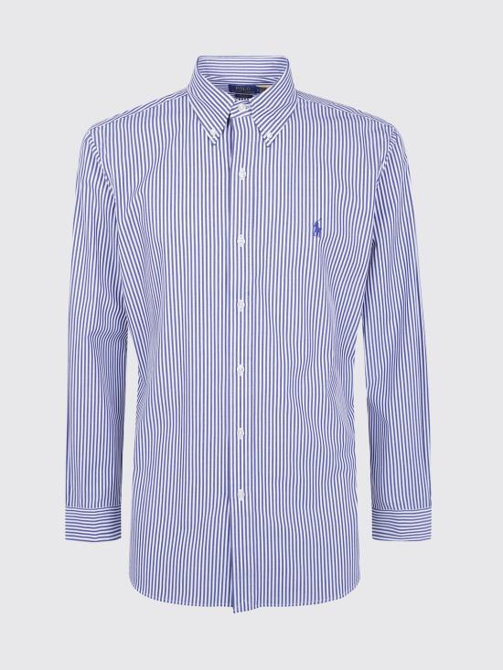 26FW 폴로 랄프로렌 커스텀핏 코튼 포플린 스트라이프 셔츠 710929346 011 Blue 1 - POLO RALPH LAUREN