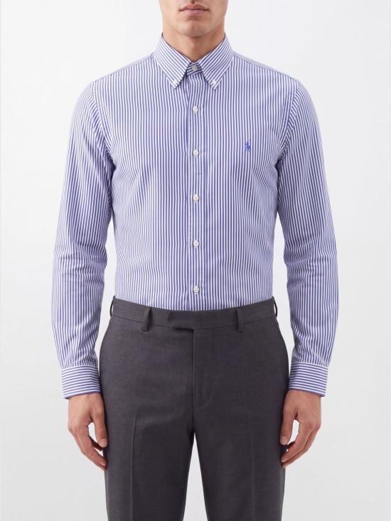 26FW 폴로 랄프로렌 커스텀핏 코튼 포플린 스트라이프 셔츠 710929346 011 Blue 1