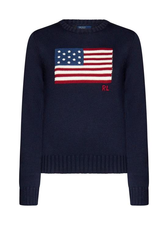 26FW 폴로 랄프로렌 아이코닉 플래그 스웨터 211896939 001 NAVY