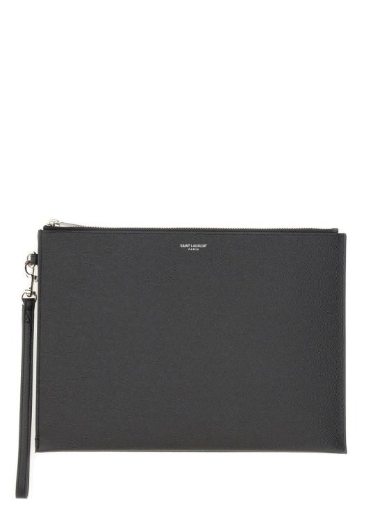 26SS 생로랑 엠보스 레더 파리 지퍼 태블릿 홀더 683865 BTY0N1000 BLACK - SAINT LAURENT