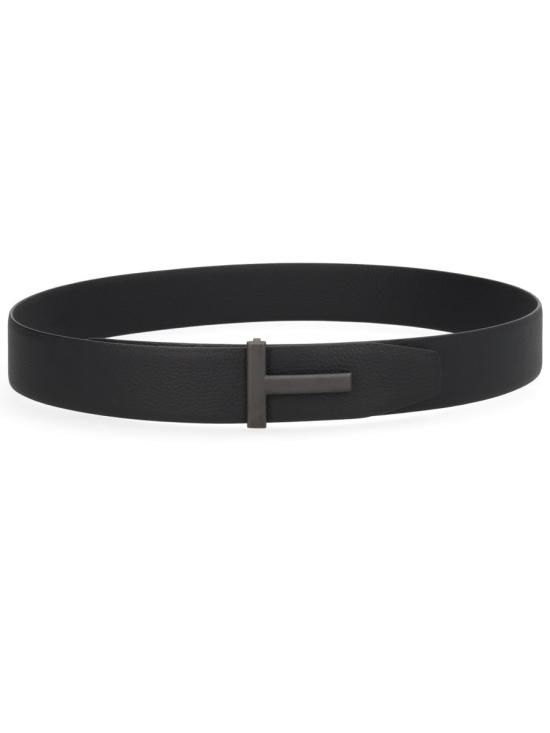 26FW 톰포드 그레인 레더 T 아이콘 벨트 TB178 LCL236LNAA BLACK - TOMFORD