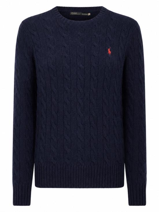 26FW 폴로 랄프로렌 폴로 자수 케이블 니트 스웨터 211971865 003HUNTERNAVY BLUE