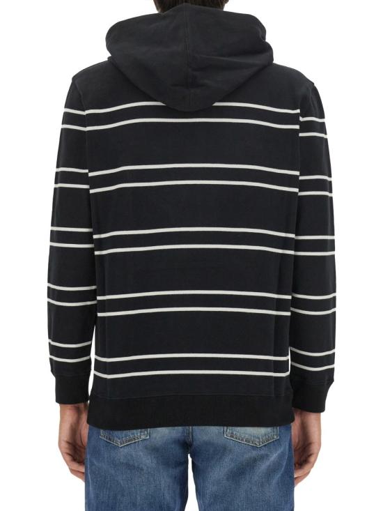  생로랑 로고 자수 스트라이프 후드 759979 Y37IZ1095 BLACK - SAINT LAURENT