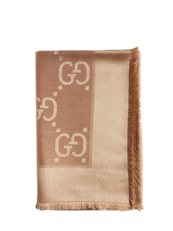 26FW 구찌 GG 자카드 실크 울 숄 6636713GC439800 CAMEL