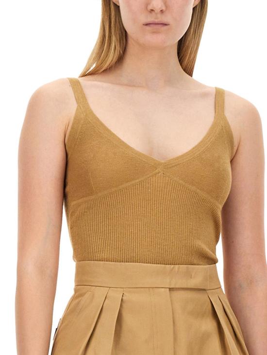  막스마라 갈루라 캐시미어&실크 리브 슬리브리스 탑 2421366091600 035003 BEIGE - MAX MARA