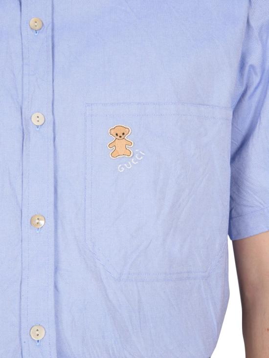  구찌 베어 모티프 자수 반소매 셔츠 732522 ZANF74910 BLUE - GUCCI